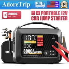 8000A Jump Starter with Air Compressor Battery Smart Jump Box Truck Heavy Duty