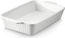 DOWAN Ceramic Rectangular Baking Dish 9''x13'' White Casserole Dish Oven Safe