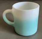 Vintage Turquoise Blue Fade To White Anchor Hocking Glass Coffee Mug A-9