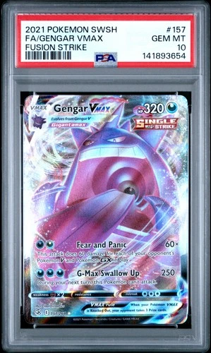 2021 POKEMON SWORD & SHIELD FUSION STRIKE #157 FULL ART/GENGAR VMAX PSA 10