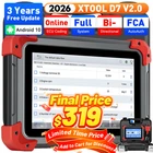 XTOOL D7 V2.0 Auto OBD2 FCA Scanner Bidirectional Diagnostic Tool Key Programmer