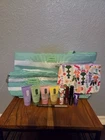 NEW Clinique x Drawbertson Gift Set Lot 12pc Striped Tote Floral Pouch Skincare