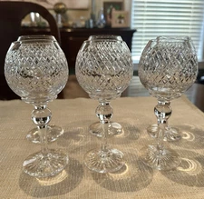 Set of 6 Unbranded Hock Wine Glasses Clear Crystal Crisscross Pattern 7” Tall