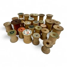 Vintage Wooden Sewing EMPTY Thread Spools, Various Sizes & Brands - Lot of 30