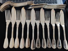 24 couverts à poisson au filet Wiskemann Chippendale métal argenté très bel état