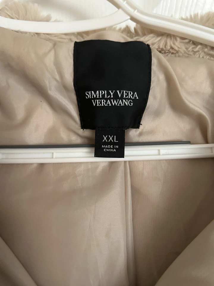 Chaqueta con capucha Simply Vera Wang para mujer de piel sintética - Beige Tostado - Talla XXL Foto 3 de 3