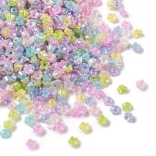 Flower Beads Very Small Mixed Pastel Colours Satin 6mm Diameter Bead Caps 300pcs