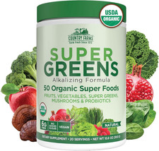 Organic Super Greens Natural Flavor, 50 Organic Super Foods, Packed with Fibe...