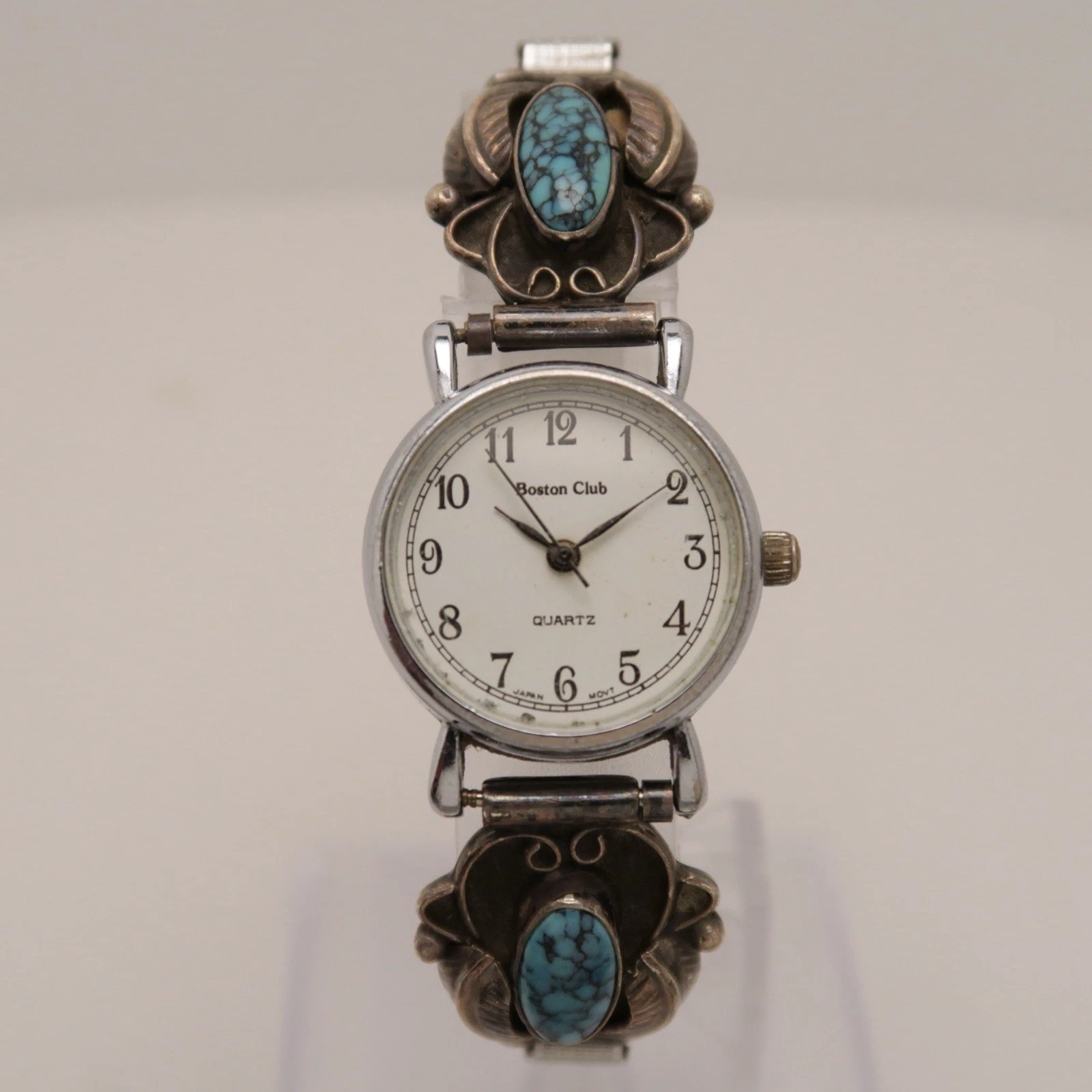Boston Club Turquoise Sterling Silver Women Vintage Watch W385 *WORKING