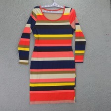 Plenty by Tracy Dress Womens Small Multycolor Striped Lined Stretch Bodycon