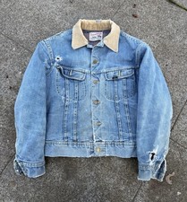 1960s Lee Storm Rider Denim Trucker Jacket Blanket Lined Distressed Vintage
