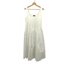 Quince Cotton Mixed Media Tank Dress Classic White Basic Sleeved L