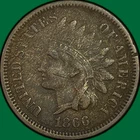 1866 Indian Head Cent Extremely Fine XF Coin, Scratch #42628