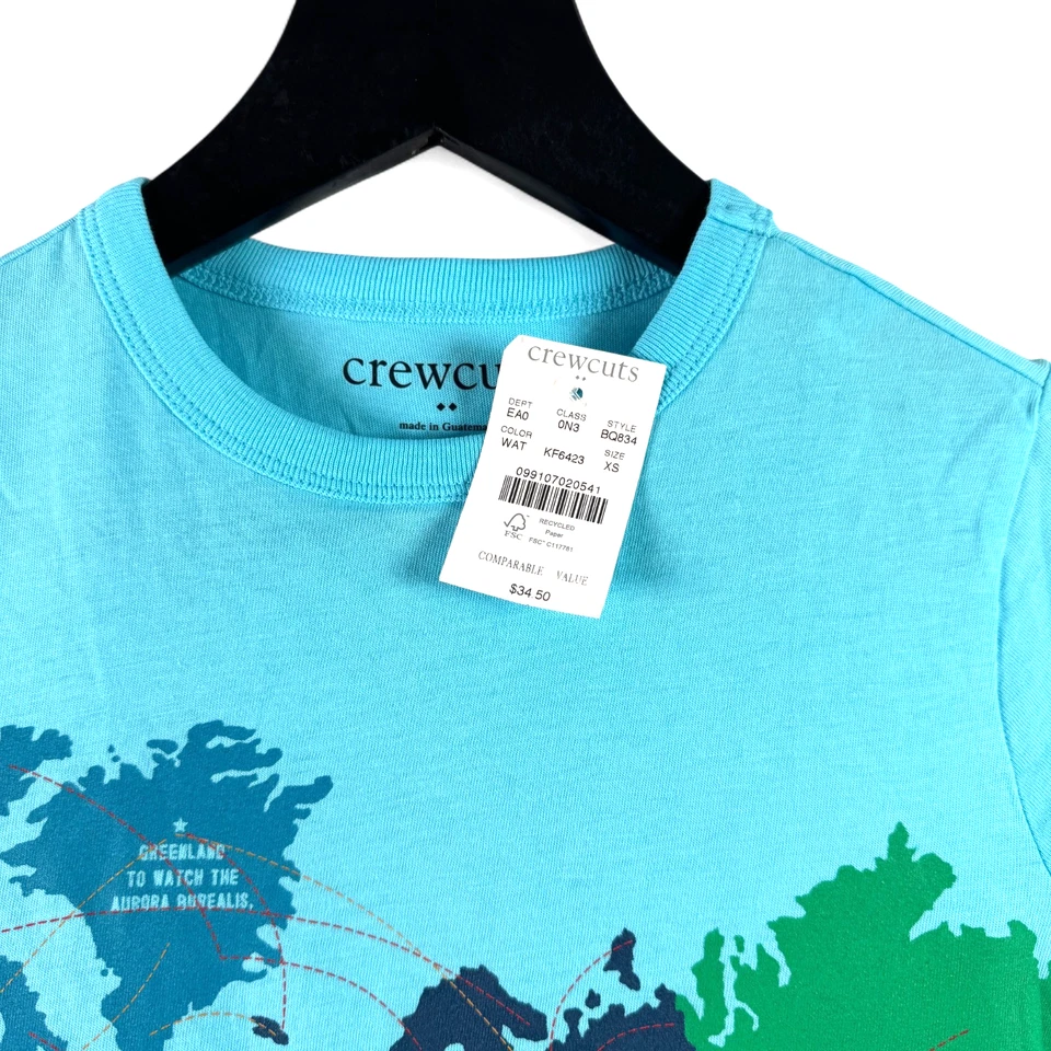 Nuevo con etiquetas Nuevo Crewcuts Jcrew Niños Mapa del Mundo Camiseta Camiseta Talla XS 4-6 Foto 2 de 3