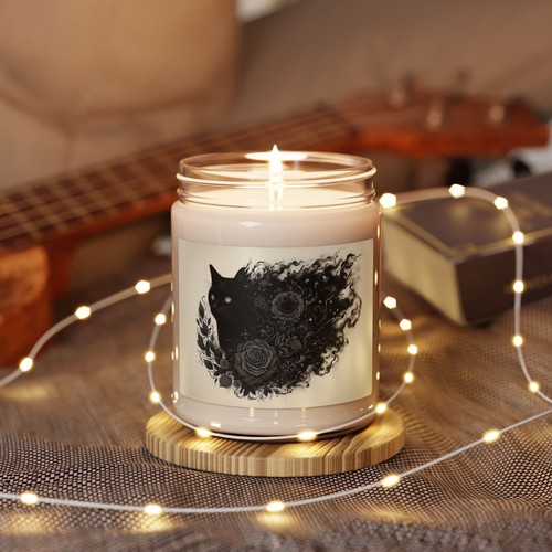 Mystical Black Cat - Scented or Unscented Soy Candle, 9oz - Gothic Decor - Picture 5 of 51