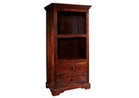 Niedriges Kolonialstil Regal Dunkel Holz Akazie Massiv BüCherregal Massivholz