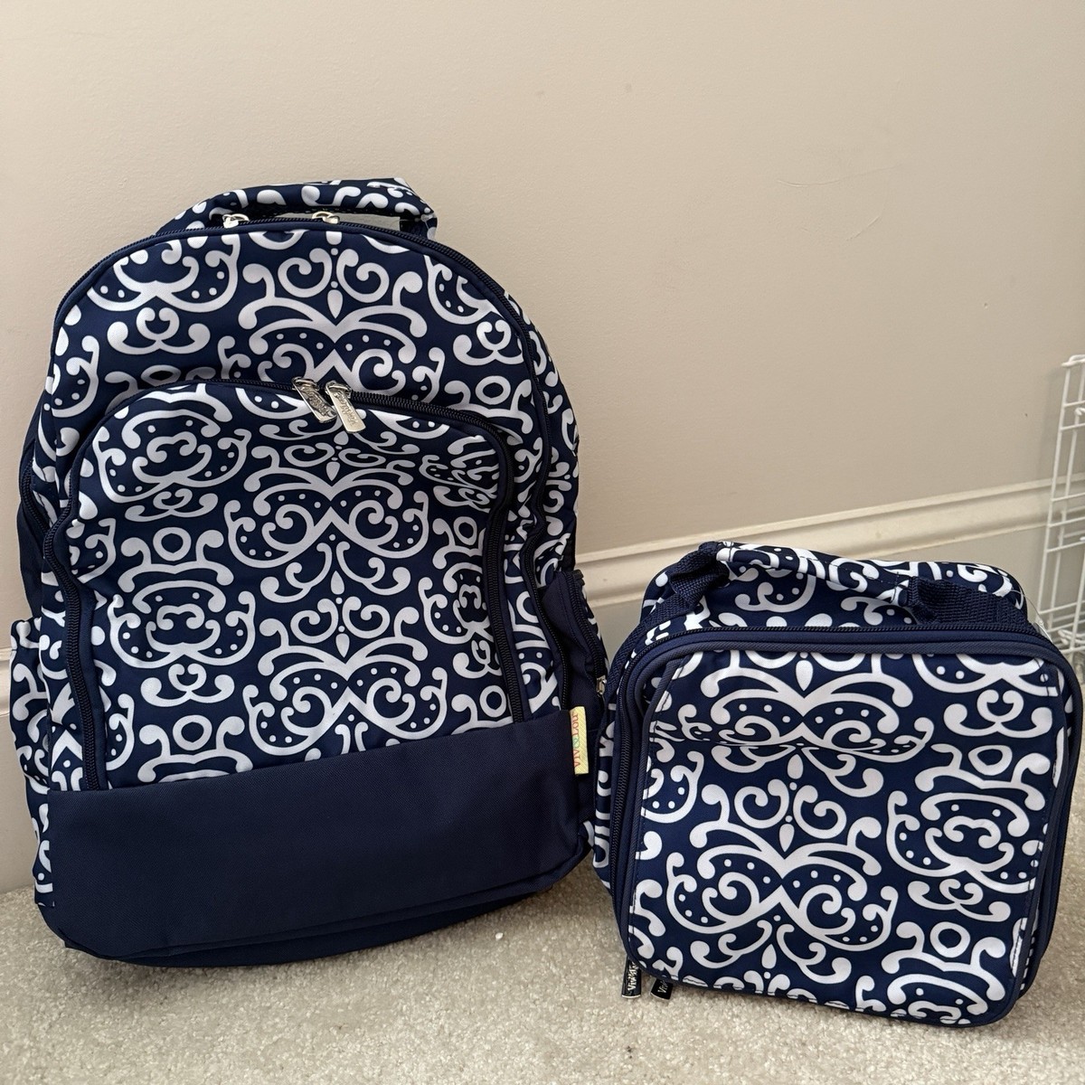 NWT Viv and Lou Navy and White Patterned Backpack and Lunch  display picture 1