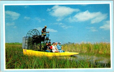 Florida Everglades Airboat Tour Postcard 1983 Hudson Family Gulf Stream Card