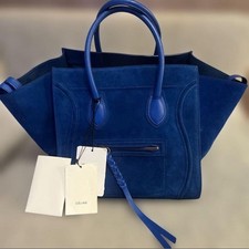 Celine Bagaglio Phantom Tote Blu Navy Scamosciato Autentico