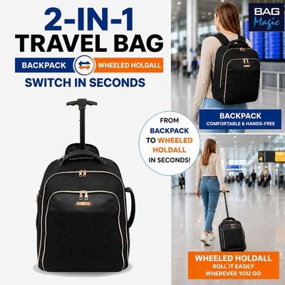 EasyJet Untersitz Kabinentasche 45x36x20cm, Bordlite 2-in-1 Rollrucksack Reisetasche