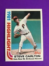 1982 Topps Baseball Set Break Card # 1 Steve Carlton NL’s Strikeout Leader NM/MT