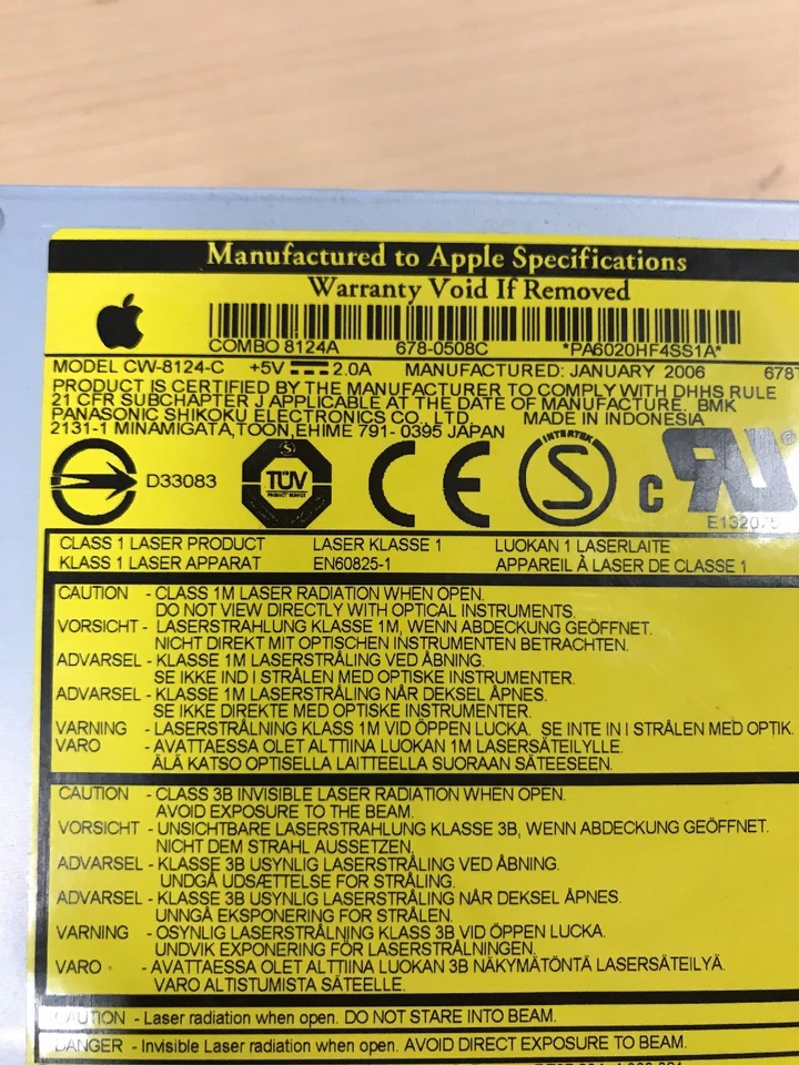 APPLE CW-8124-C Mac DVD Burner Combo Drive 12.7mm iMac iBook PowerBook XServe - Image 3 of 4