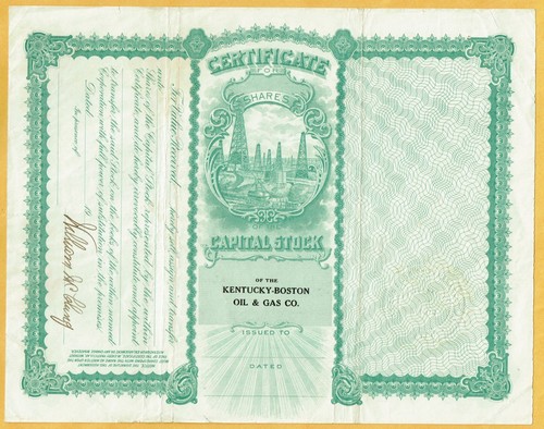 1917 KENTUCKY-BOSTON OIL & GAS COMPANY, KITTERY MAINE STOCK - Picture 2 of 2