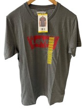 Levis Mens Red Gray Graphic Brand Logo T Shirt Size Medium NWT