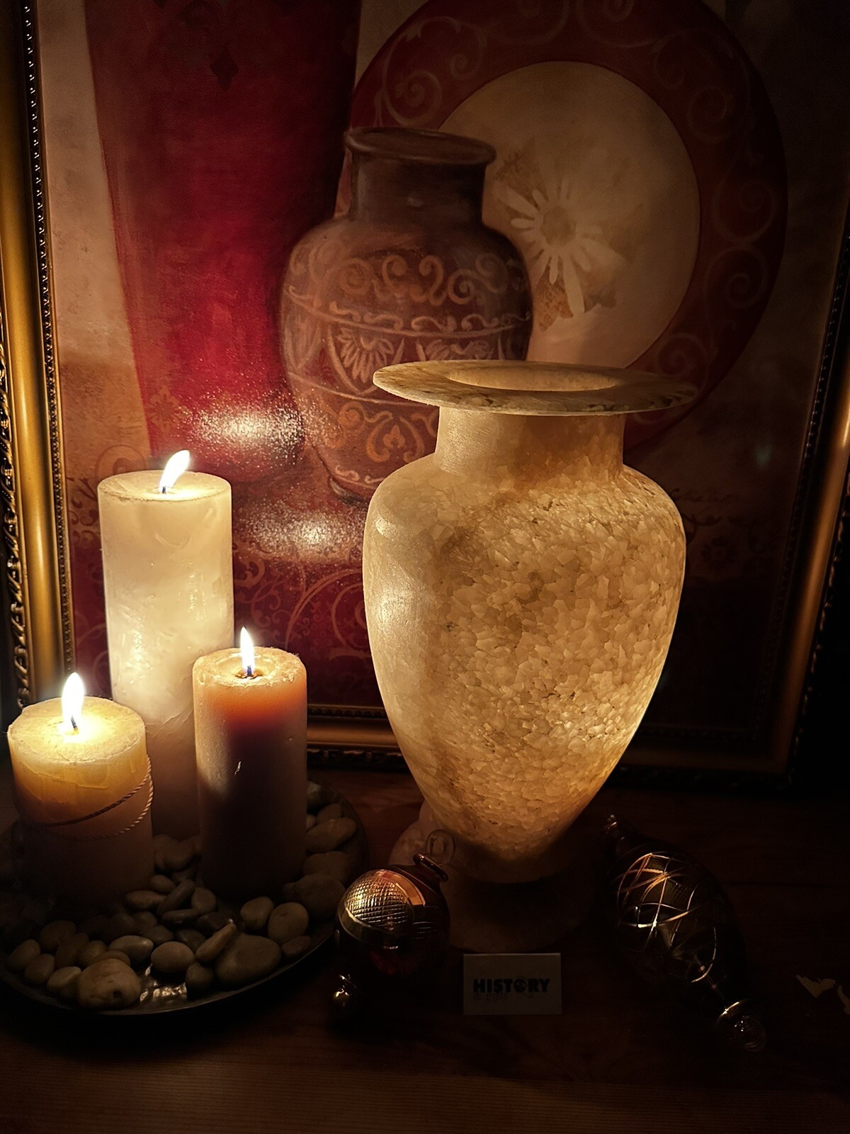 Egyptian Hand-Carved Alabaster  Candle Holder, Gift,Patio de