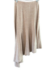 Scoop Womens Beige Ribbed Knit Asymmetrical Pull On Maxi Skirt Size Medium