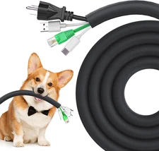 Dog Cat Cord Protector 10Ft - 1/2Inch, Flexible Cable Sleeve for Easy Cord Manag