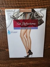  Hanes Pantyhose Silk Reflections Sheer Toe Control Top  Little Color  Sz EF