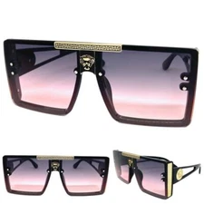 Oversized Classic Elegant Modern Hip Hop Shield SUNGLASSES Large Big Black Frame