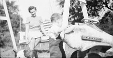 Antique Photo Over-Sized Negative Chattanooga TN Kids in Pedal Car Airplane