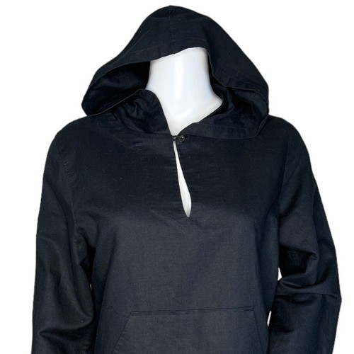 Polo Ralph Lauren Hoodie Womens Medium Black Linen Cotton Blend Casual Preppy - Picture 5 of 6