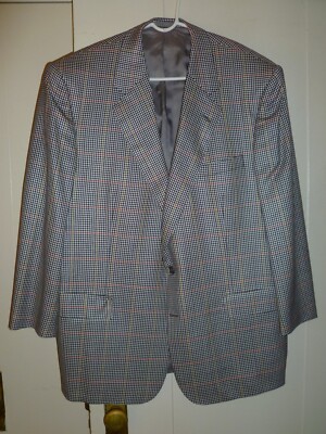 Chester Barrie Savile Row Plaid/Check Wool & Silk Blazer, Size 46