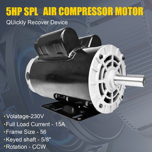 Compressore Aria 5 HP SPL 3450 RPM 60Hz 230V 56Frame Albero 5/8" - Foto 3 di 15