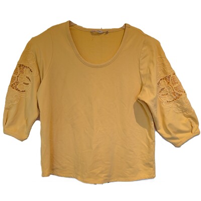 Soft Surroundings 3/4 Statement Sleeve Top Yellow Gold Size 1X