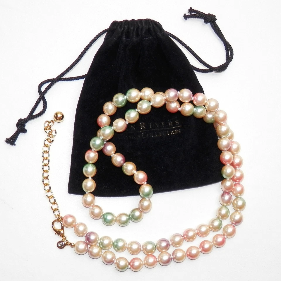 Joan Rivers Statement Faux Pearl Necklace Pastel Multi Color 33-36.5” STUNNING! - Image 3 of 4