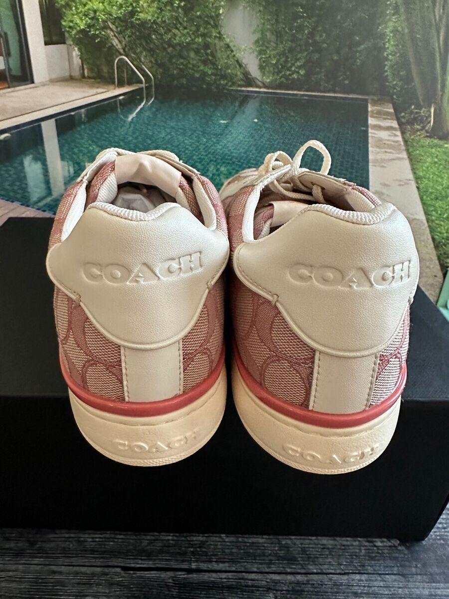 COACH CG900 Clip Low Top In Signature Jacquard Pink CHALK COACH CG900 Clip Low Top In Signature Jacquard Pink CHALK
