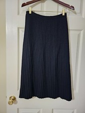 Vintage Women s Black Thick Wool Blend Rib Knit Pull On Midi Skirt Sz. L