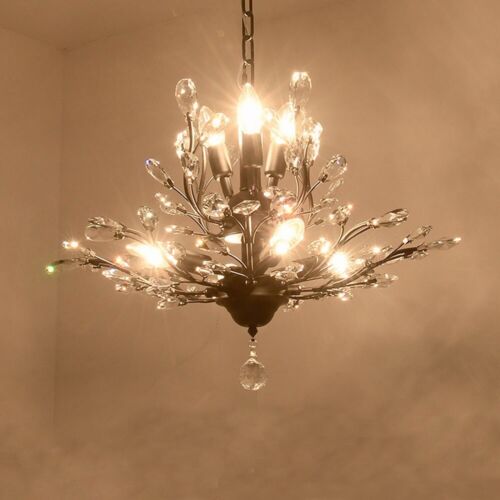 Elegant Crystal Chandelier 7 Lights Flower Pendant Lamp Ceiling Lighting Fixture