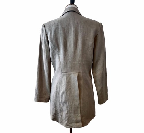 Peruvian Connection Womens Gray Tan Linen Blend 3 Button Lined Blazer Jacket 8 - Picture 3 of 9