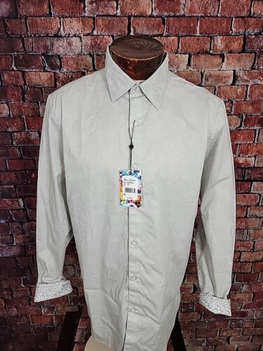 Robert Graham Men's XL Chelmsford Gray Paisley Longsleeve Button Up Shirt NWT - Afbeelding 1 van 11
