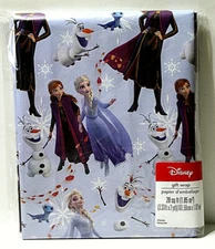 Disney Frozen Blue Birthday Christmas Wrapping Paper 20 Sq Ft Grid Back