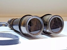 Nautical Brass Binoculars Antique Finish Vintage Gift Leather Telescope
