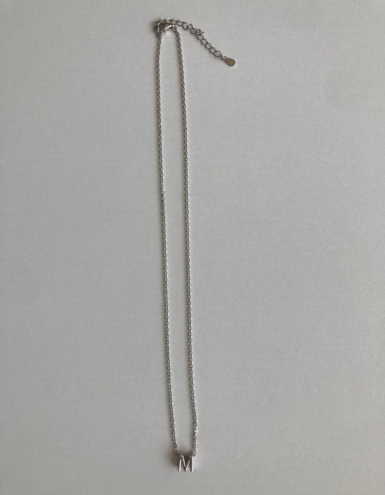 Sterling Silver M Initial Tiny Slide Pendant Char… - image 6