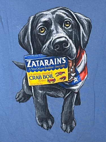 Zatarains Logo Lab Grafik Krabbe Schale kurzärmliges T-Shirt blau Small - Bild 5 von 6