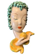 GOLDSCHEIDER Rudolf Knorlein Eva ceramic wall mask with apple Austria 