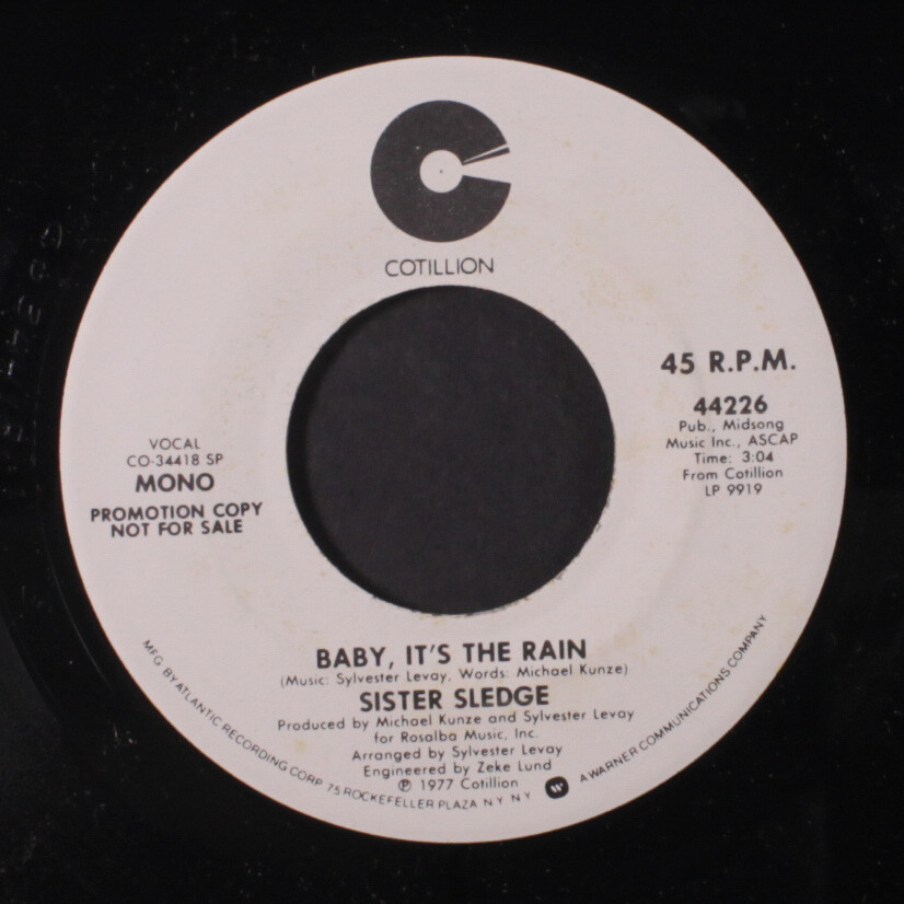 SISTER SLEDGE: baby, it's the rain / mono Cotillion 7